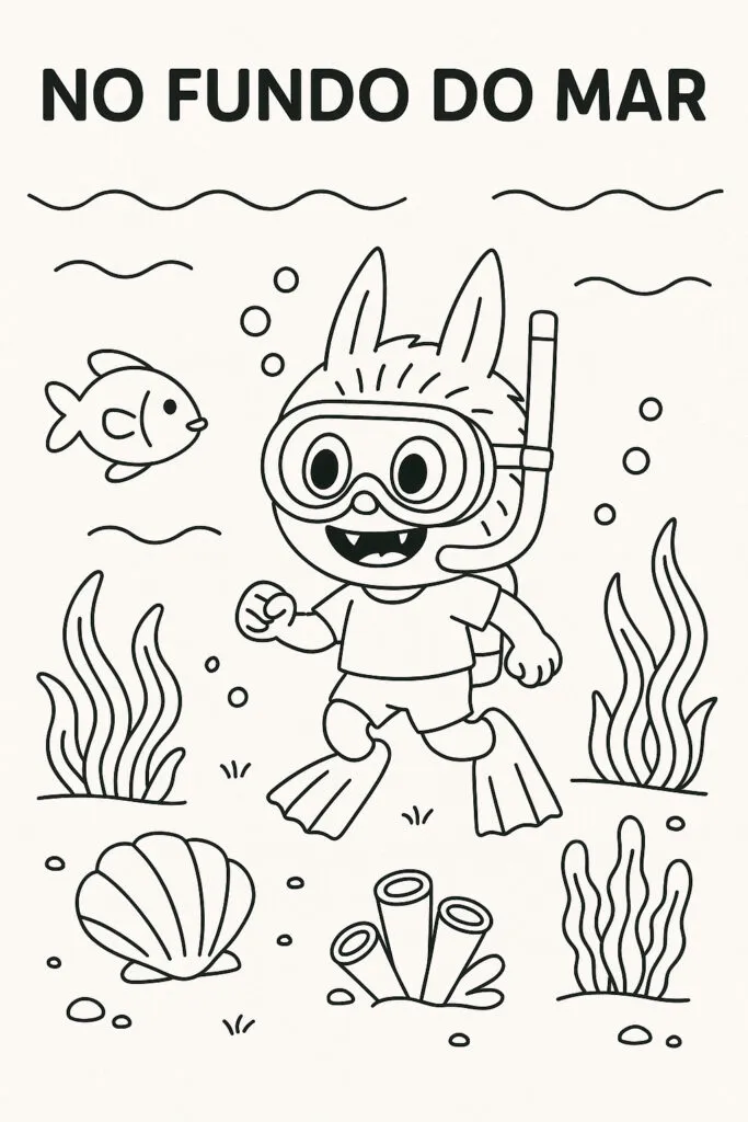 Atividade Desenho Labubu Fundo Mar