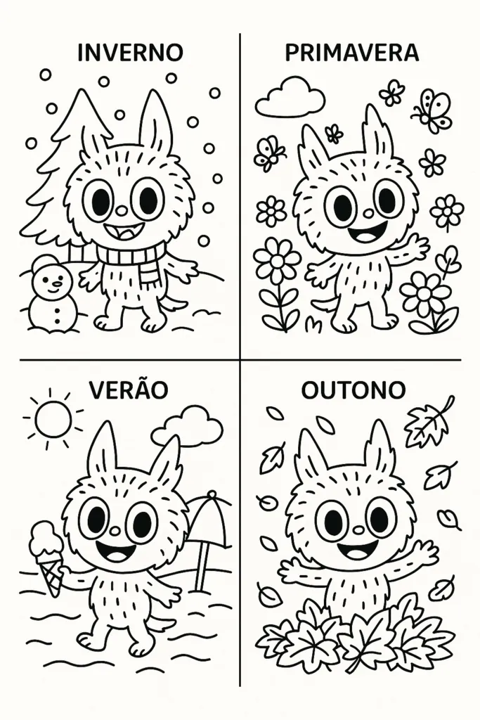 Labubu Colorir Estacoes Ano