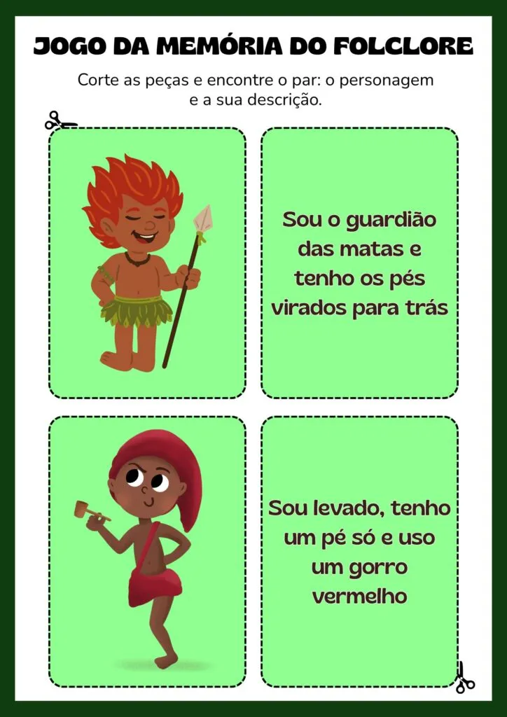 jogo da memoria atividade dia do folclore brasileiro