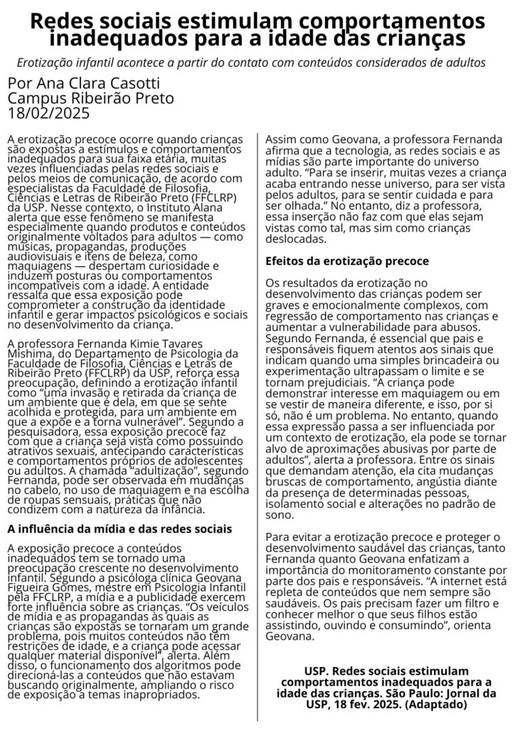 Proposta De Redacao Sobre Video De Felca Adultizacao De Menores Nas Redes Sociais 1