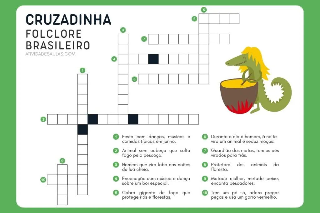 cruzadinha atividade dia do folclore brasileiro