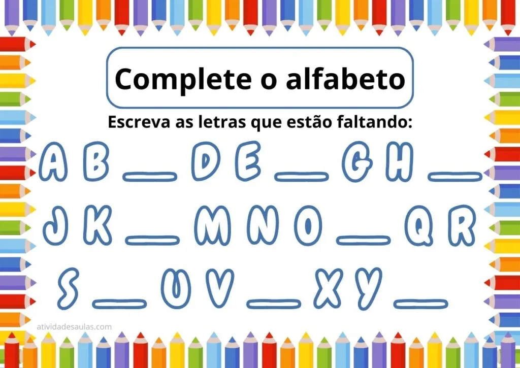 Atividade De Letras Do Alfabeto