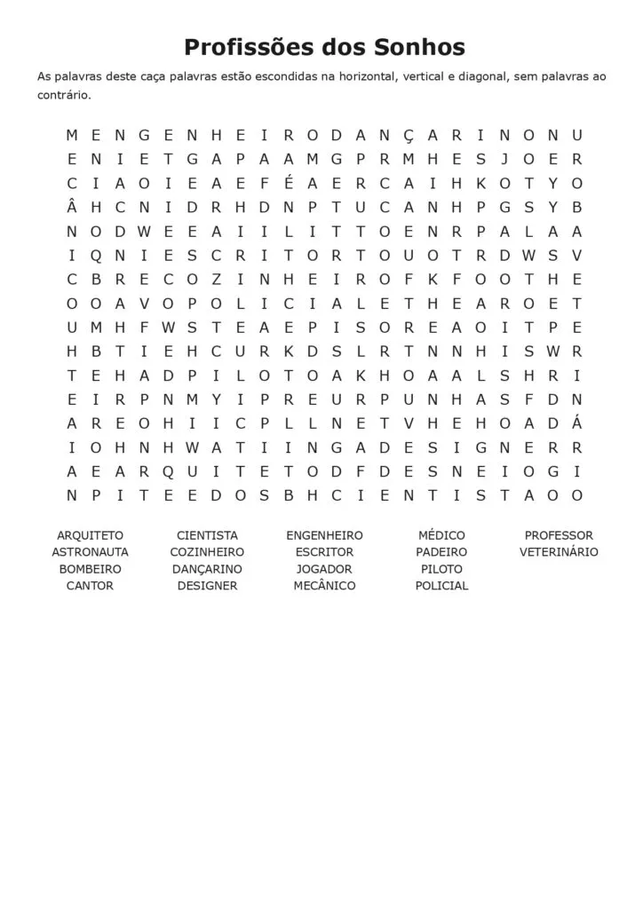 Profissoes Dos Sonhos Imprimir Caca Palavras Page 0001