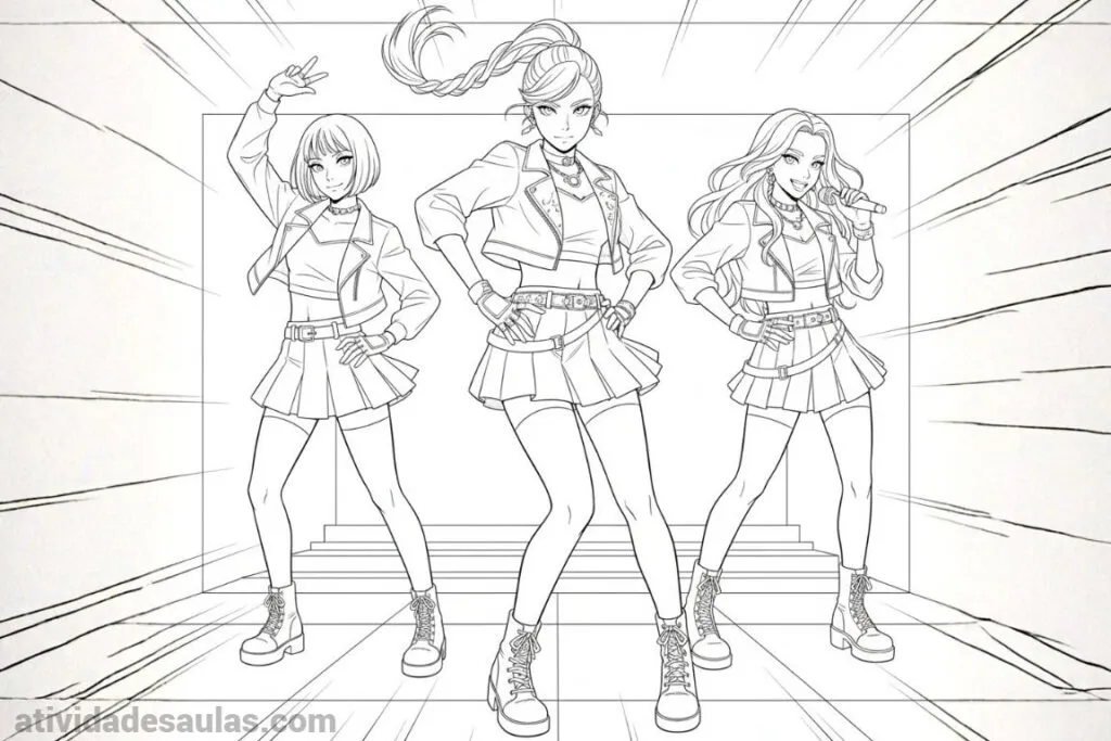atividade guerreiras do kpop para imprimir e colorir