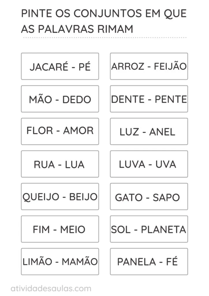 ATIVIDADE DE RIMA 1o ANO 4