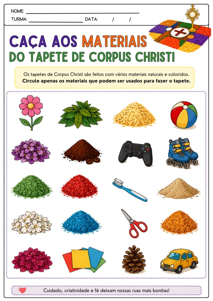 Atividades de Corpus Christi para Educação Infantil e Anos Iniciais