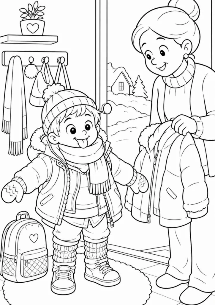 Desenhos de inverno para colorir - pronto para imprimir
