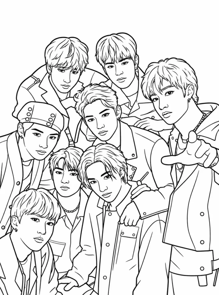 Atividade de colorir do Stray Kids - PDF para impressão
