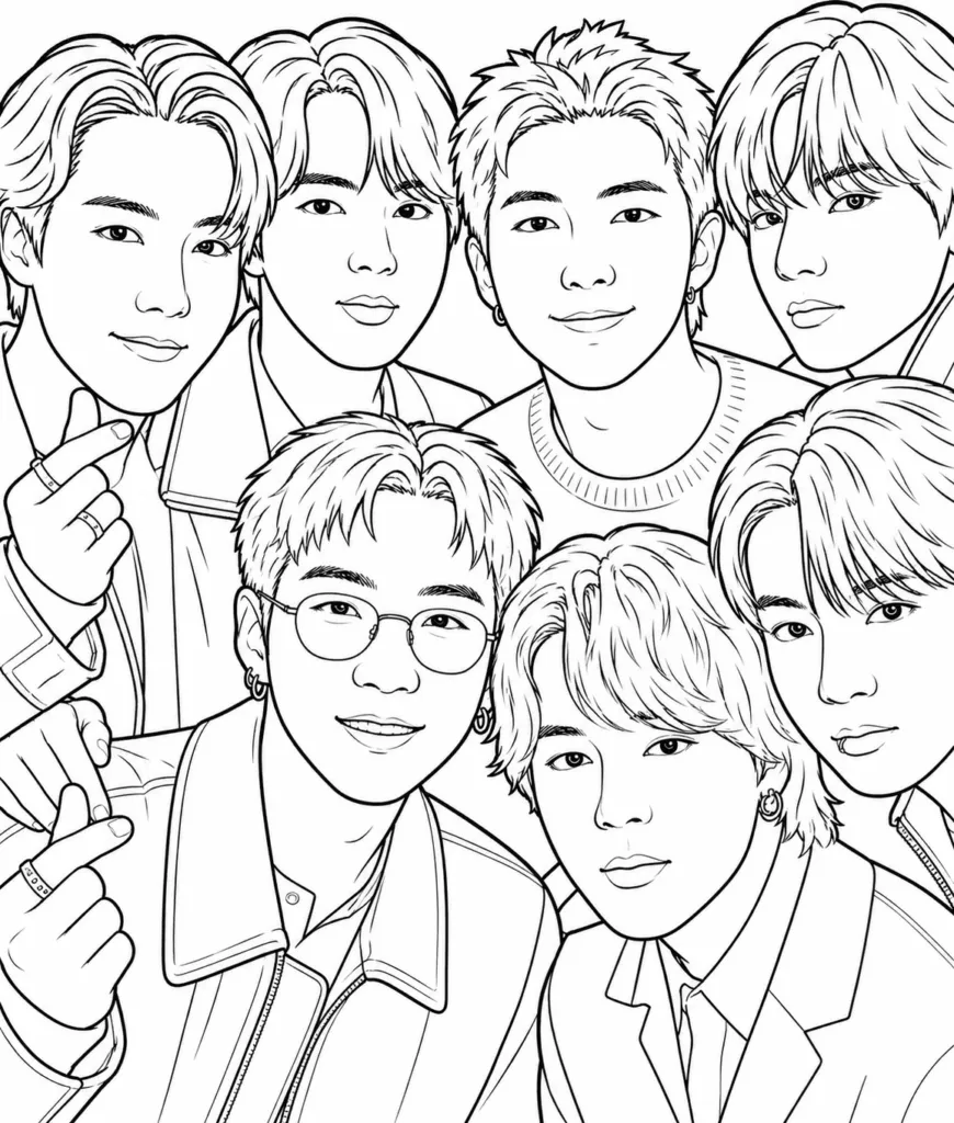 Atividade de colorir do BTS - PDF para impressão