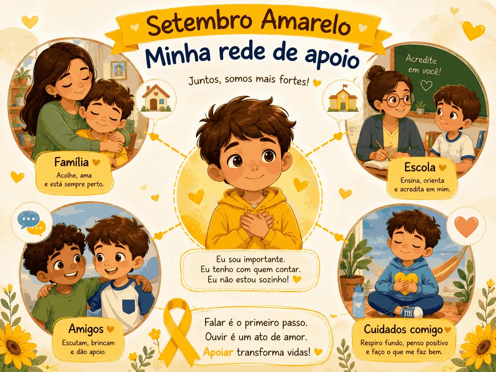 Atividade de Setembro Amarelo para 3º, 4º e 5º ano - "Empatia e rede de apoio"