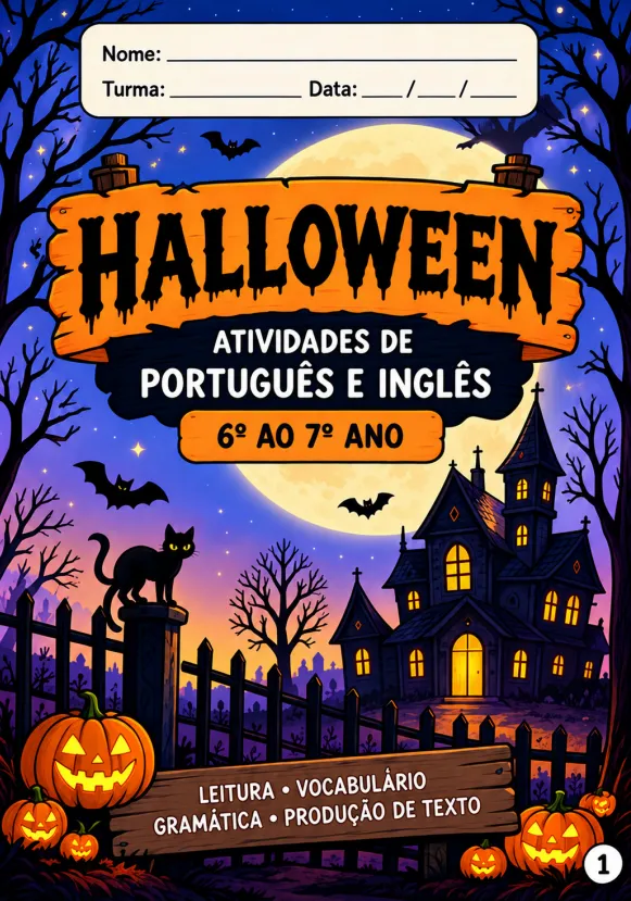 Atividade de Halloween: Dia das Bruxas - 6º e 7º ano - pronta para imprimir (PDF)