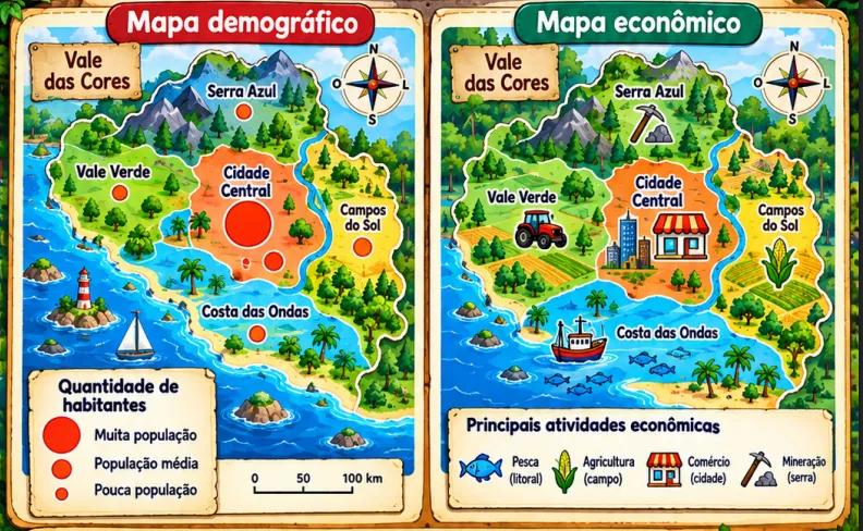 Atividade de tipos de mapas - 4º ano - com gabarito (PDF) - EF04GE10